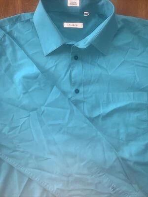 Camisa Adolfo manga larga para hombre 2X verde azulado con botones talla 18 - 36/37 Foto 1 de 4