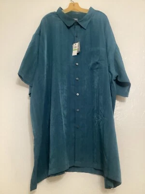 Van Heusen Short Sleeve Button Up Shirt Mens 5XL Teal - NEW - Image 1 of 4