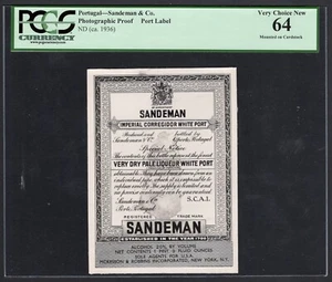 Portugal - Sandeman &Co Port Label ND(ca1936) Photographic Proof Uncirculated - Picture 1 of 2