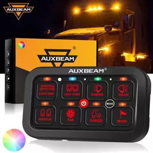 AUXBEAM RB80 8 Gang Switch Panel Kit RGB LED Auxiliary Relay System Marine SUV - Picture 1 of 12