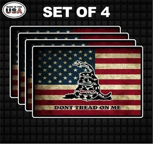 Dont Tread On Me Flag Set of 4 American Flag Decals / Stickers  - Picture 1 of 1
