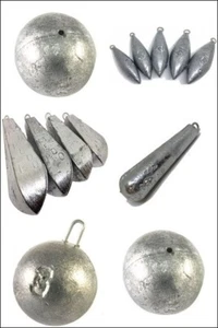 Sea Fishing Weights Lead, Plain Bomb Sinkers In Various Shapes . All Sizes - Picture 1 of 9