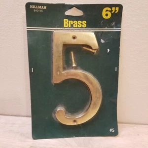 Hillman 6” Brass House Number 5 with mounting screws 1/4" thick - Picture 1 of 4