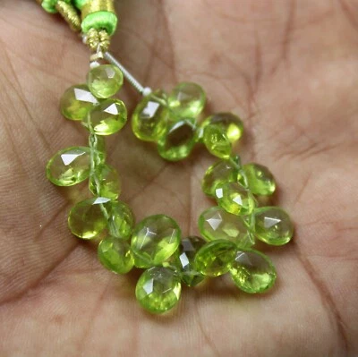 41 Carat Natural Faceted Green Peridot Pear Shape Cut 3.5 Inch Beads - Image 1 of 4