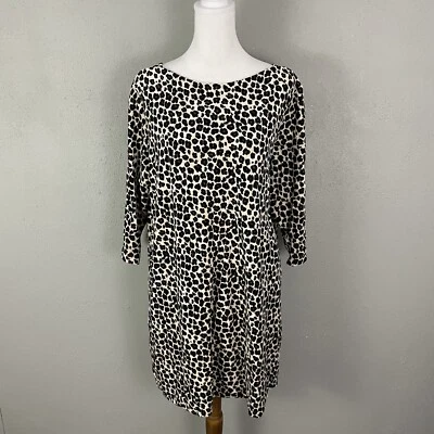 Top túnica Joan Vass talla XL terciopelo animal estampado leopardo elástico manga 3/4 Foto 1 de 4