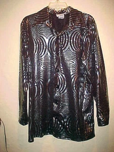 VINTAGE MENS METALLIC PARTY SHIRT THE COLORS BLACK & SILVER AWESOME XS - Picture 1 of 9