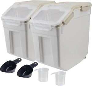 Large Flour Storage Container Bin 25Lb, 2Pack Airtight Rice Storage Containers w - Picture 1 of 7