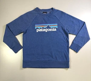 PATAGONIA Youth Organic Cotton Pullover Crew Sweatshirt Blue Unisex - Picture 1 of 13