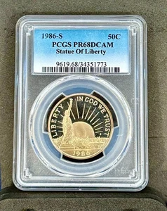 1986-S 50C STATUE OF LIBERTY PROOF HALF DOLLAR COMMEM PCGS PR68 DCAM #34351773 - Picture 1 of 2