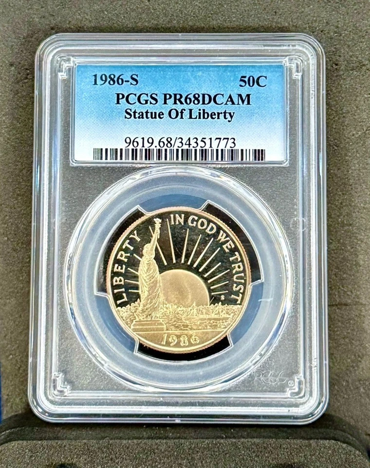 1986-S 50C STATUE OF LIBERTY PROOF HALF DOLLAR COMMEM PCGS PR68 DCAM #34351773 - Image 1 of 2