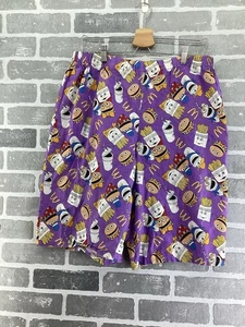 Vintage McDonald’s Flannel Fabric Purple Fries Burger Cowboy Shorts - Picture 1 of 4