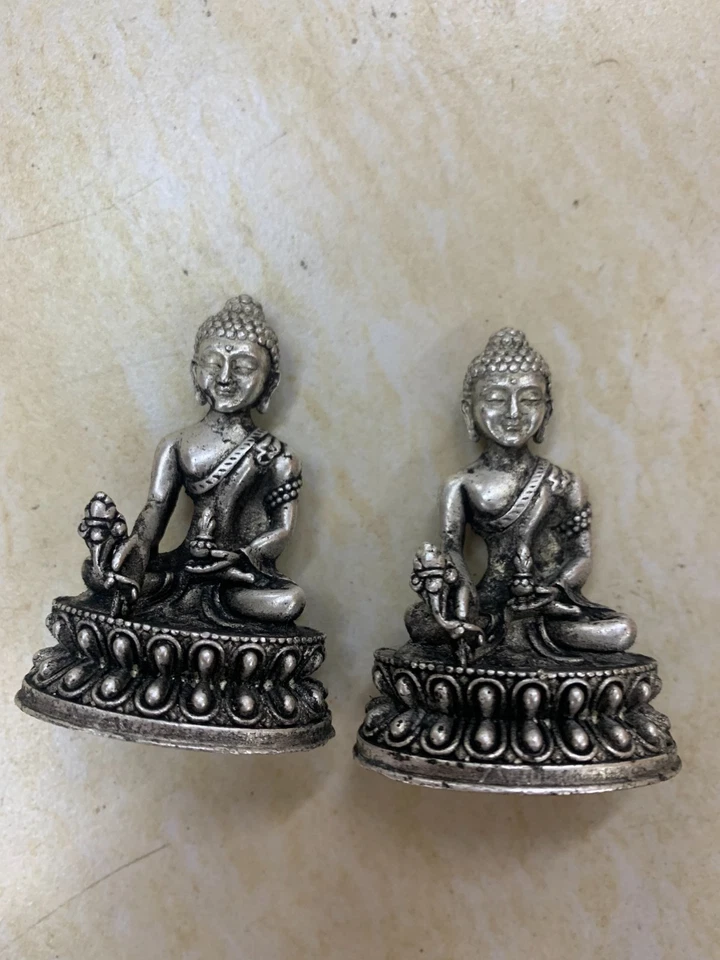 2件装精美藏银手工制作*释迦牟尼佛*雕像 — 第 1/4 张图片