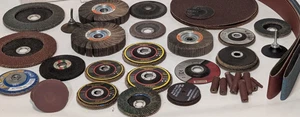 Lot of 70 Assorted Grinding and Sanding Wheels/Belts, Some Used, Most Unused - Picture 1 of 18