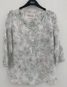 M&S Pure Linen Floral Top Blouse Size 18 - Picture 1 of 12