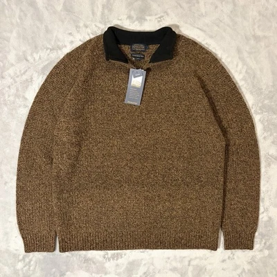 Pendleton Washable Wool Quarter Zip Knit Sweater Men’s Size L Brown NWT - Image 1 of 4