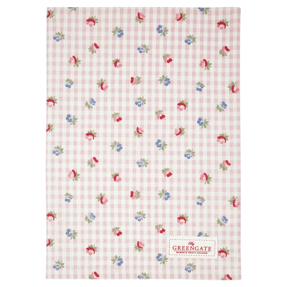 Greengate Geschirrtuch Viola chec pale pink Shabby Landhaus Towel 100%BW 50x70 - Bild 1 von 1