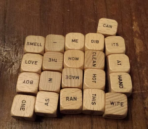 21 wooden word dice from 1971 Scrabble Sentence Cube Game - Picture 1 of 1