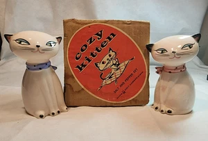 Vintage 1958 Holt Howard Cozy Kitten Salt and Pepper Shaker Cats w/Original Box - Picture 1 of 17
