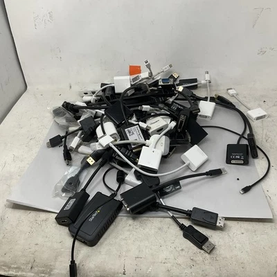 Lote de 65 adaptadores de monitor de TV con pantalla HDMI VGA Thunderbolt DVI DP sin probar como está Foto 1 de 4