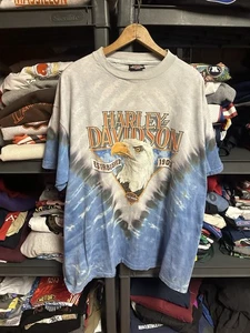 Vintage 1991 Harley Davidson Biker Tie Dye American Eagle Shirt Size XXXL - Picture 1 of 5