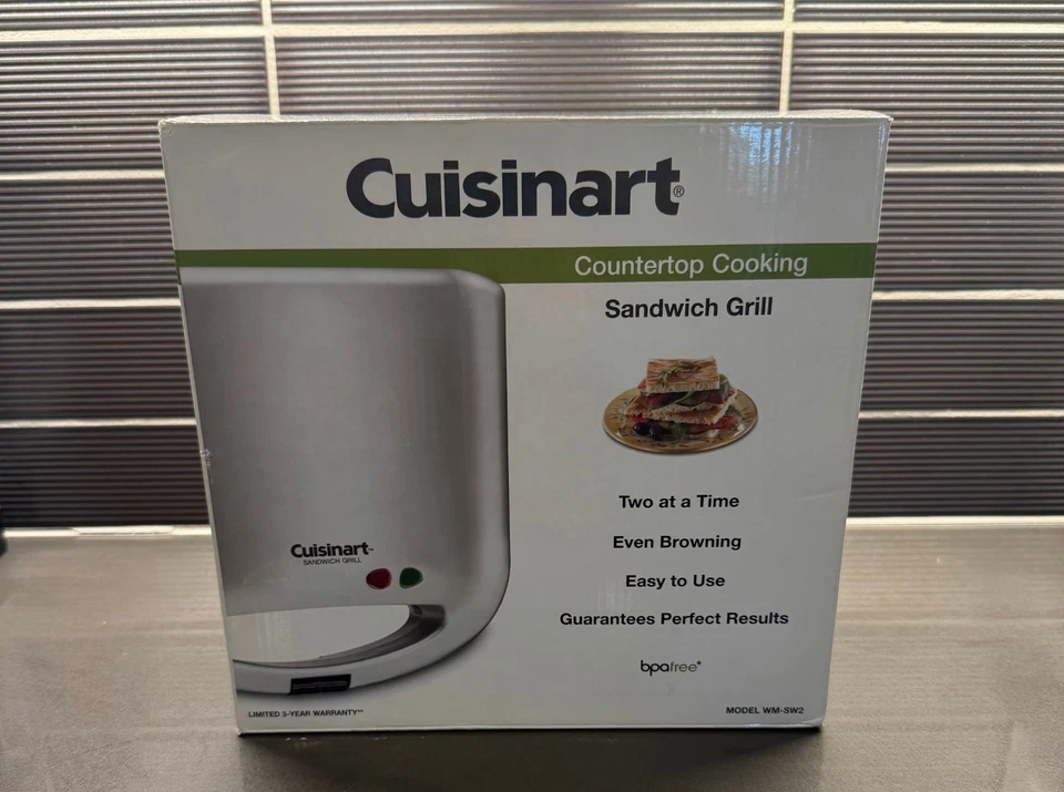 Prensa de parrilla eléctrica antiadherente doble sándwich Cuisinart WM-SW2N Foto 1 de 4
