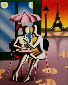 Cafè mon amour Mark Kostabi Opera Fine Art Giclèe Quadro Dipinto Moderno 42x51 - Foto 1 di 1