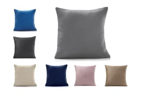 Cushion Covers 18" x 18" 7 Silky Colours Plain Home Sofa Bed Pillow Case Decor - Picture 1 of 15