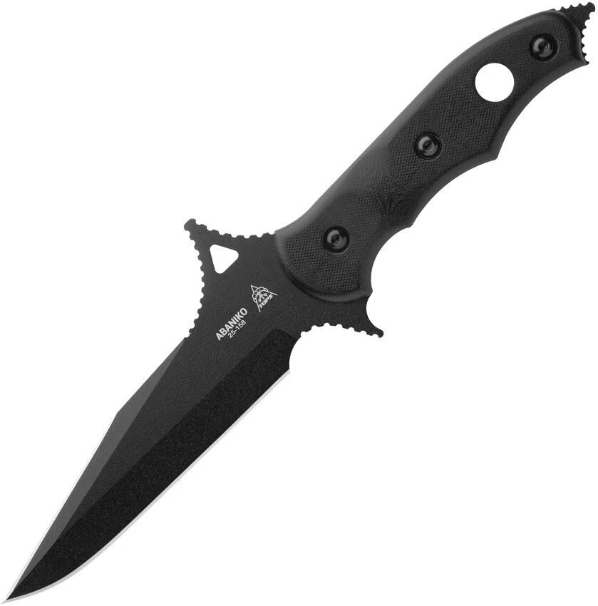TOPS Abaniko Fixed Blade 6.38" 1095HC Black G10 Fixed Knife w/Sheath ABKO01