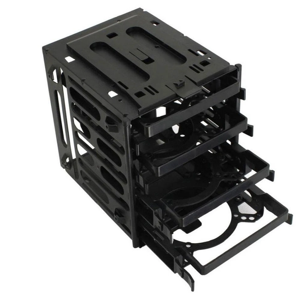 5.25" to 4x 3.5" SATA SAS Hard Drive HDD Cage Rack Tray Black Slot CD-ROM V G5D5 - Image 1 of 3