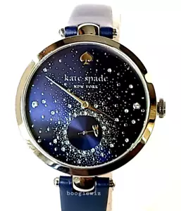 KATE SPADE HOLLAND NAVY BLUE & CRYSTAL STARS WATCH, ROCKET SECOND., KSW1848 NIB - Picture 1 of 7