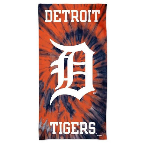WinCraft Licensed MLB 100% Cotton Tie Dye Beach Towel 60" x 30" (Detroit Tigers) Cover