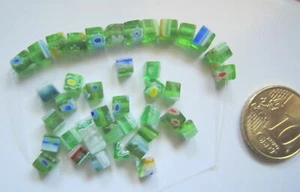 Perlas cubo cristal milflores 4 mm X 40 UNIDADES gama verde irregular abalorios - Foto 1 di 2