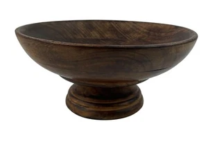 Vintage Wood Wooden Pedestal Footed Fruit Bowl - Picture 1 of 13