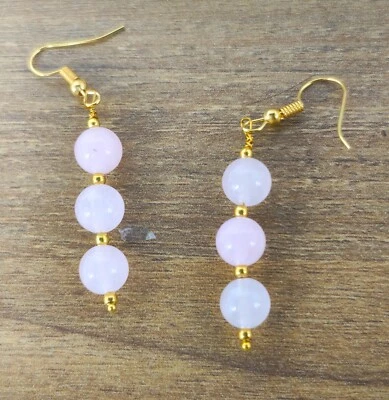 Natural Rose Quartz Earrings, Rose Quartz Jewelry, Love Earrings, Gift for Her - Image 1 of 3