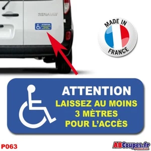 Autocollant "Laissez 3 mètres" - Handicapé accès voiture Fauteuil PMR -P063 - Imagen 1 de 1