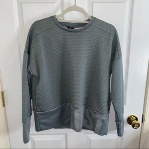 NIKE GREY DRI-FIT RIBBED CREW NECK LOGO PRINT SWEATSHIRT SIZE SMALL - Picture 1 of 10