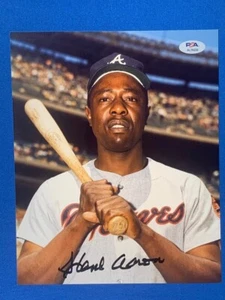 Hank Aaron HOF Autographed 8x10 Color Photo WS Champ ATLANTA BRAVES PSA DNA - Picture 1 of 3