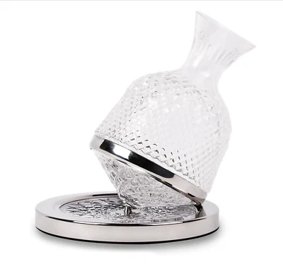 Decantador de vino Aroma 360 grados giratorio para airear copa transparente de vino con borde plateado Foto 1 de 4