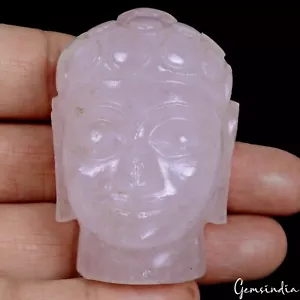 Statua scultura testa di Buddha guaritrice cristallo quarzo rosa naturale 2,2 pollici - Foto 1 di 5