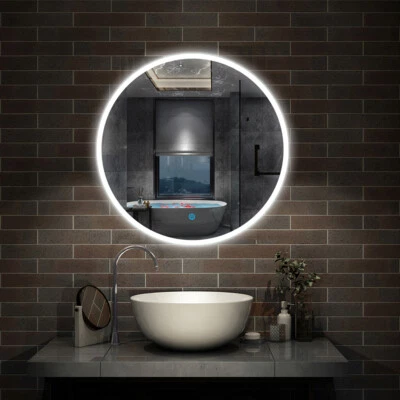 Round LED Bathroom Wall Mirror Demister Illuminated Light Up 600x600 Waterproof