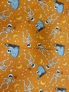 1ydx43" 100% Cotton, Henry Glass and Co., A Hauting We Glow, Skeltons, Orange - Picture 1 of 3