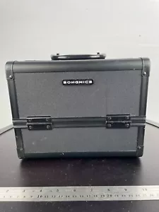 Songmics Make Up Train Case Cosmetic Black Metal - Picture 1 of 11