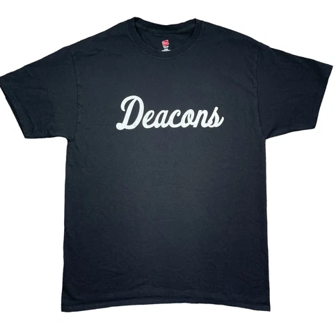 Men’s Wake Forest University Demon Deacons Script Logo Black t-shirt size L Cover