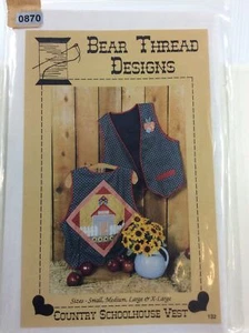Bear Thread Designs Crafts Country Schulhaus Weste 132 Größe S M L XL - Bild 1 von 5
