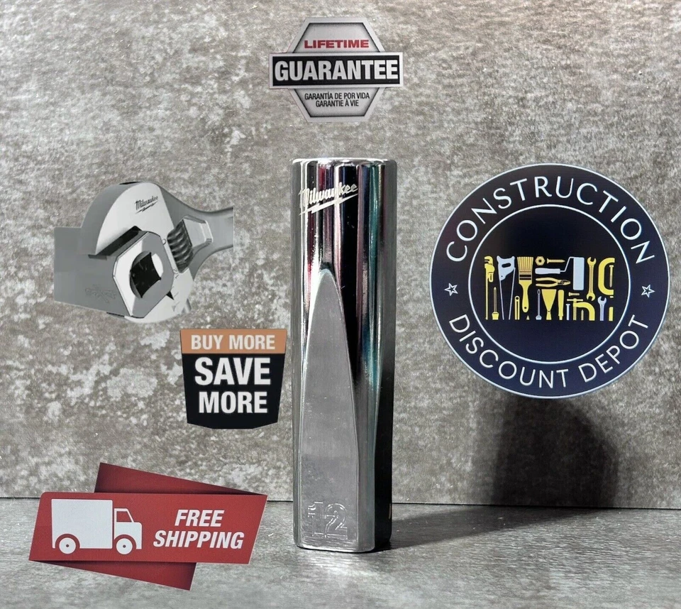 Milwaukee Anti Roll  3/8" Drive 12 mm 6pt Deep Well Chrome Socket - Image 1 of 1