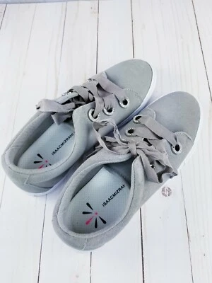  ISAAC MIZRAHI LIVE! $92 SOHO Grosgrain Lace-Up Suede Sneakers- Grey-Size 8 M - Image 1 of 4