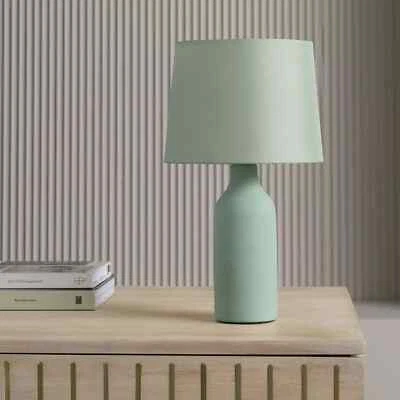 Home Rica Ceramic Table Lamp Sage Green With In-Line Switch Marks & Shade Danted