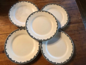 FIVE Wellsville China RETRO Restaurant Ware Cosmopolitan Salad Plates GRAY RARE! - Picture 1 of 8