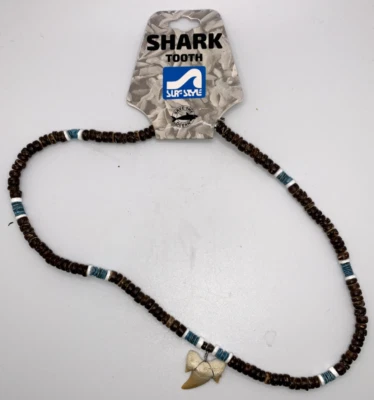 Collar Estilo Surf Marrón/Turquesa/Blanco Diente de Tiburón Ajustable 18" 716716 Foto 1 de 2