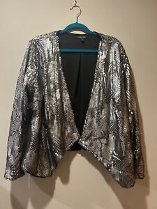 6th & Lane Silver Sequin Plus Size 24 Jacket Blazer